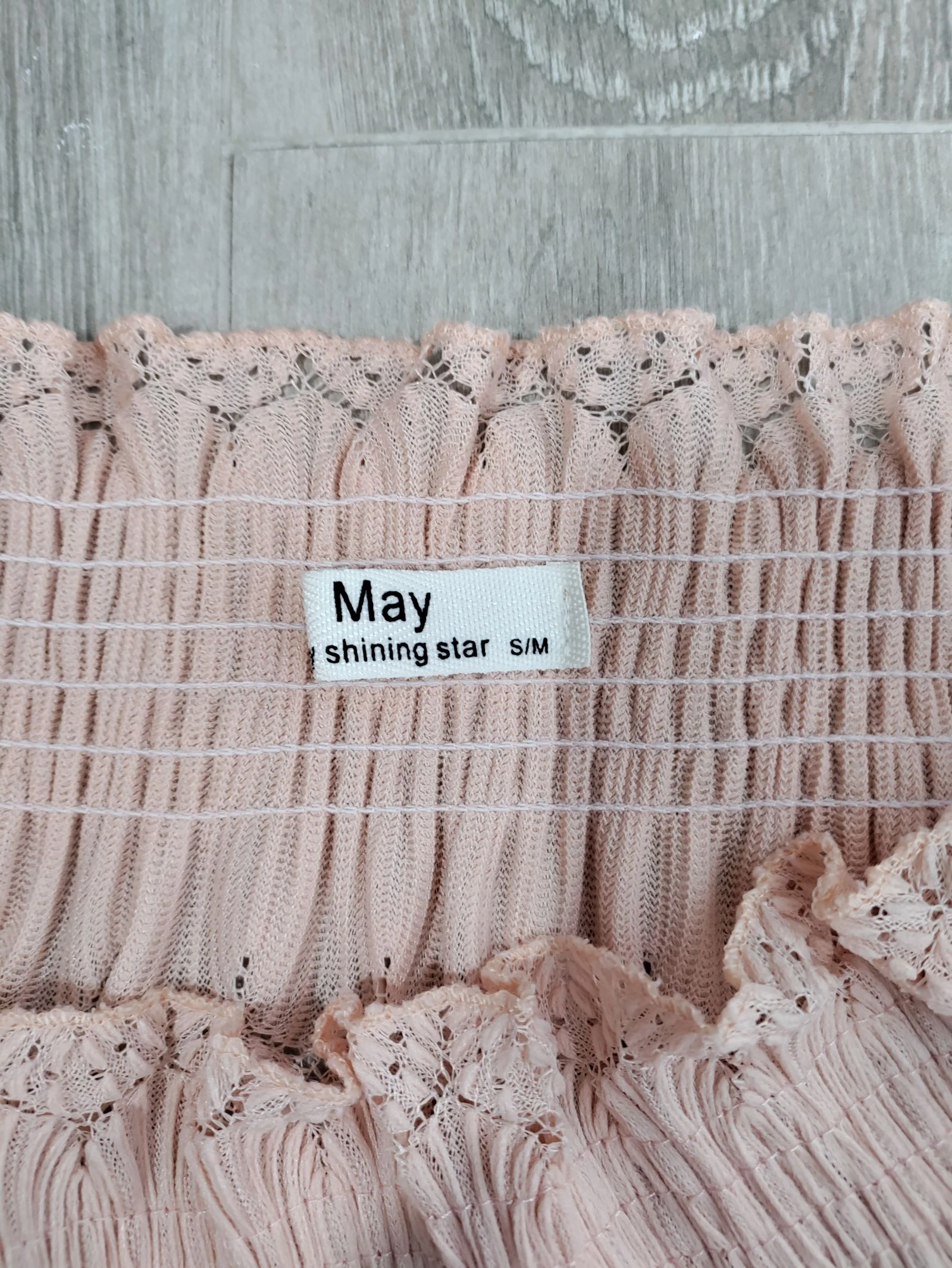 Zalige elastische blouse in zalmkleur May Shining Star met boothals – maat S/M (zie afmetingen) – photo 8